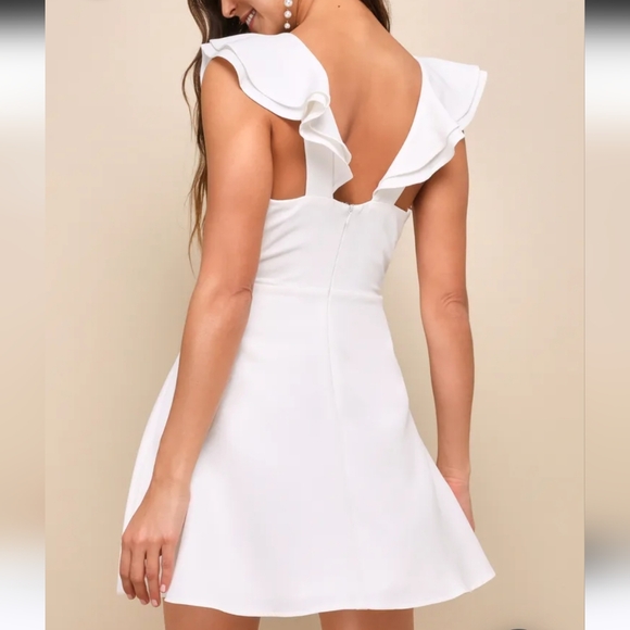 LULUS Divine Darling White Ruffled Skater Dress - Picture 3 of 10